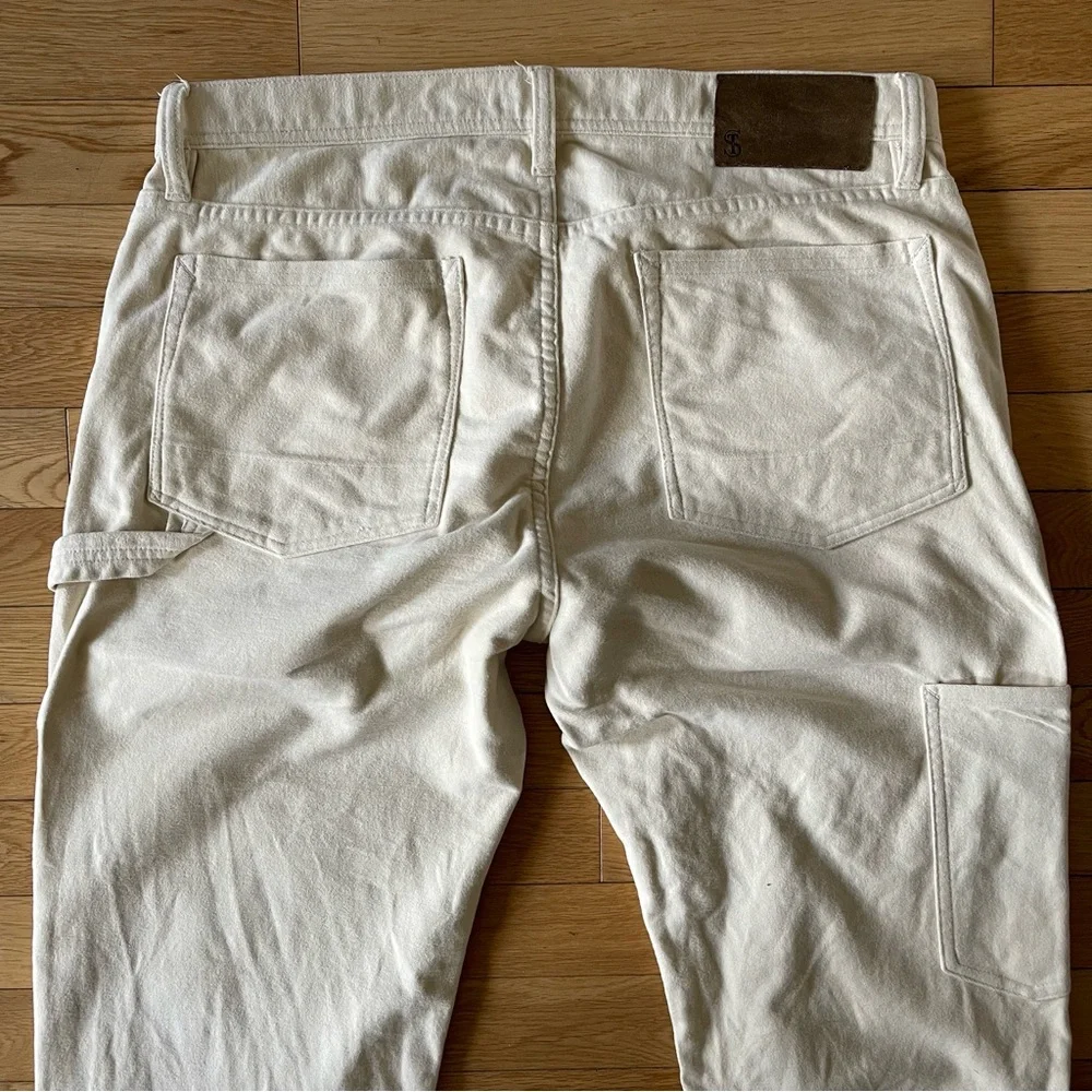 Todd Snyder Italian Stretch Moleskin Double Knee Carpenter Pants in Ecru - Picture 6 of 12